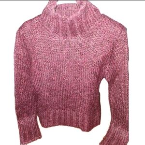 Women's Sweater Wool Blend Chunky Knit Heathered Maroon L Cozy Chic Cabincore